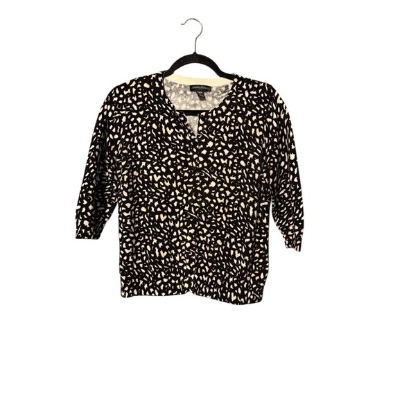 Designers Originals Sweaters - Designers Originals Animal Print Cardigan Sweater Size Petite Large 3/4 Sleeve